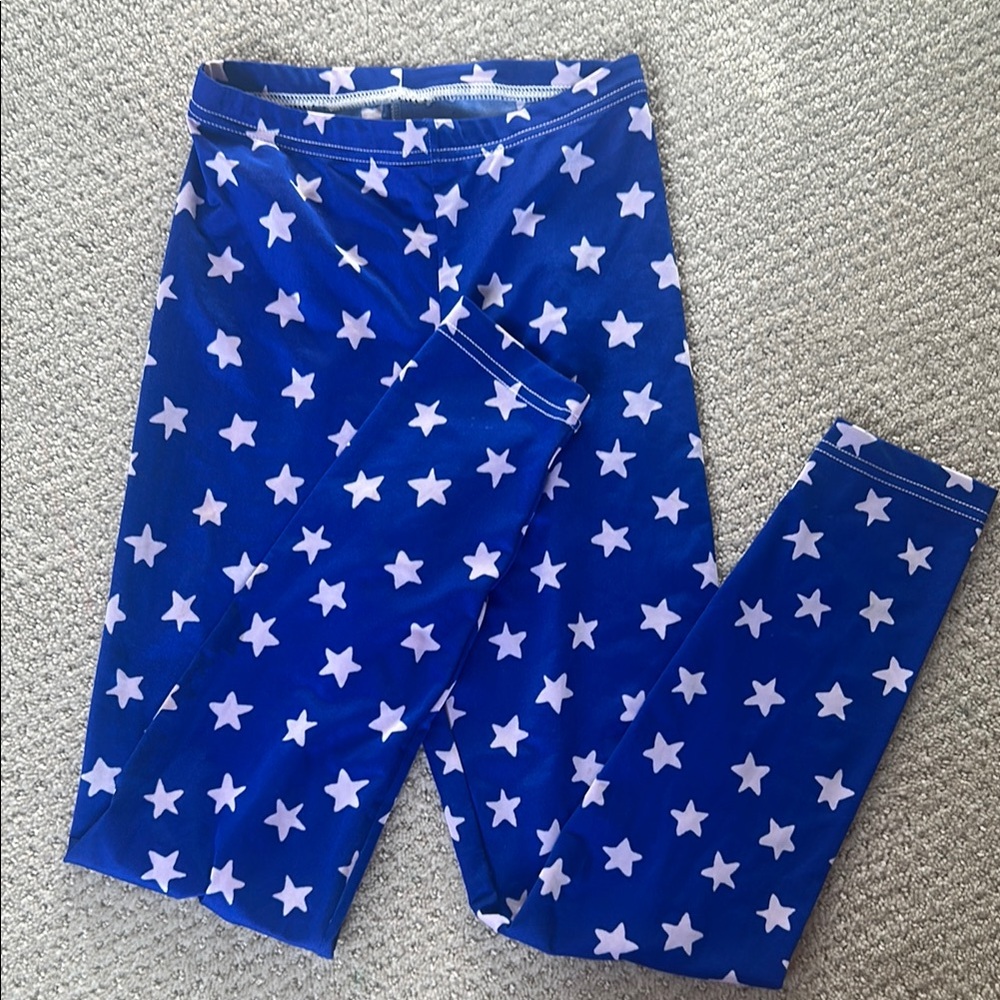 American Apparel Blue Leggings with White Star Design (4th of July)